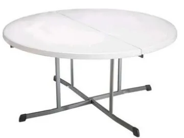 Sixty Inch Round Table, Eight to Ten Seats, Folds in Half