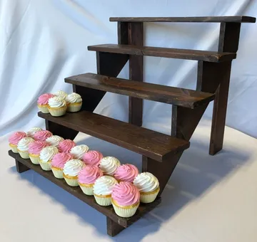 Large Five step Wood Cupcake Stand, Choose Options