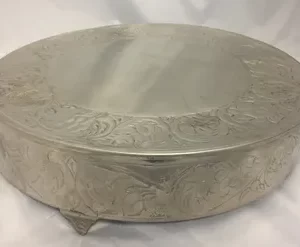 Silver Embossed Round Cake Stand, Large Size