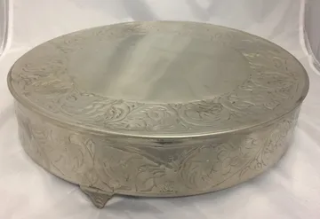 Silver Embossed Round Cake Stand, Large Size