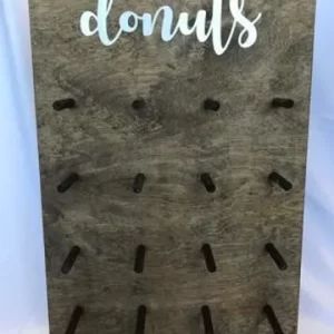 Dark Walnut Self Standing Donut Stand, White Text