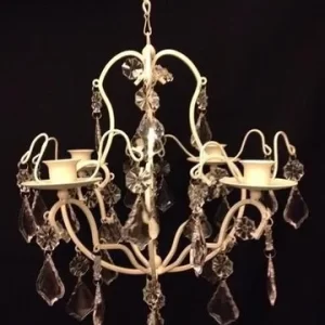 Small Antique White 12 Inch Chandelier, Battery Candles