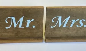 Wooden Blocks of Mr and Mrs with Text, Rentals