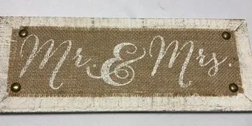 Mr and Mrs Written on Burlap Banner, Rentals