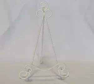 White Metal Easel, Fifteen Inch Tall Size