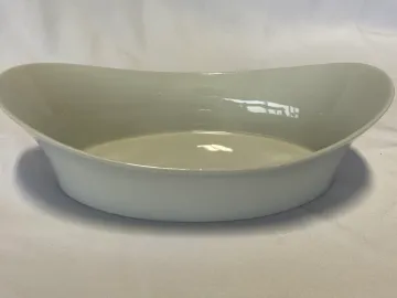 White Porcelain Oval Serving Bowl, 13 by 7 Inches