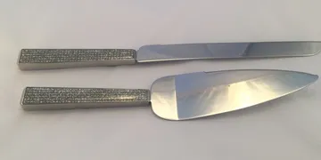 Silver Diamond Dust Cake Server and Knife Set, Sizes