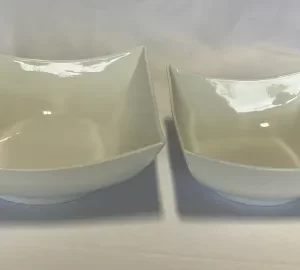 Large and Medium White Porcelain Square Maison Serving Bowl