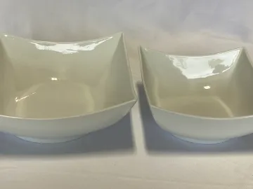 Large and Medium White Porcelain Square Maison Serving Bowl