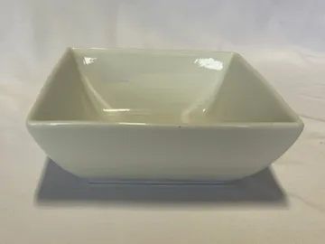 Medium White Square Porcelain Bowl with Dimensions