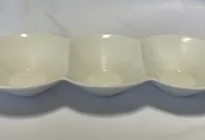 White Round Top Three Section, Dish Serving with Dimension