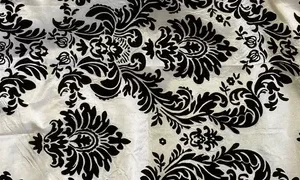 Damask Black and White 108 Inches Round