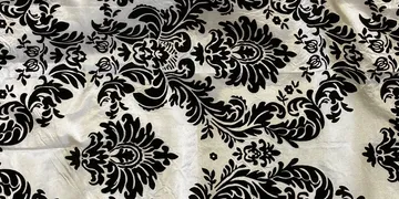 Damask Black and White 108 Inches Round