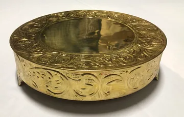 Gold Embossed Round Cake Stand with Dimensions
