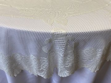 Ivory Lace Round Overlay, Seventy inches