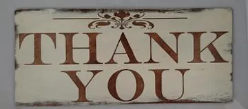 Ivory Thank You Sign with Length and Width