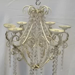 Ivory Chandelier with Crystals, Battery Candles Included