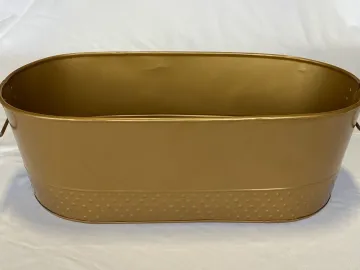Gold Metal Oval Tub 5.5 Gallon with Dimensions