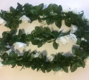 White Rose Silk Garland, Size Six Feet