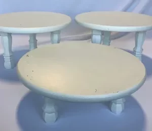 White Wood Cake Stand with Options and Dimensions