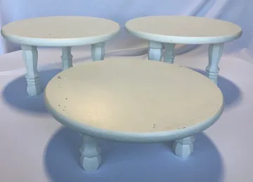 White Wood Cake Stand with Options and Dimensions
