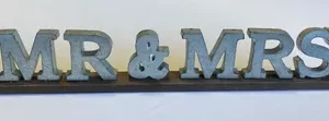 Mr and Mrs Wood Set with White Text, 9.5 by 12 Inches