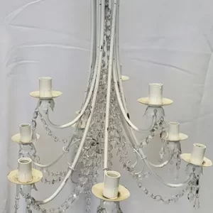 White Chandelier With Crystals, Sizes, and Battery Candles