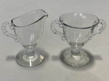 Glass Creamer and Sugar Set, 4.5 Inches Tall