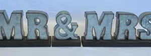 Mr and Mrs Wood Set with White Text, 9.5 by 12 Inches