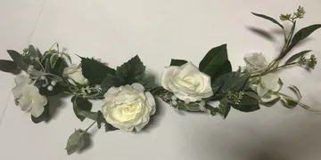 White Rose Silk Flower Spray, Twenty Four Inches