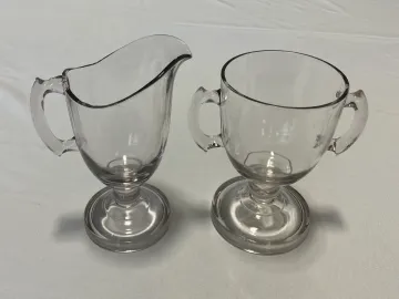 Glass Creamer and Sugar Set, 6.5 Inches Tall