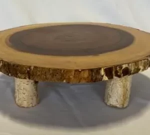 Acacia Wood Cake Stand Round with Birch Legs