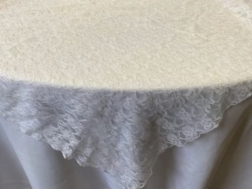 White Lace Square Overlay, 72 by 72 inches