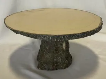 Wood Look Resin Round Cake Stand, Dimensions