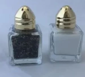 Mini Glass Salt and Pepper Shaker Set with Gold Top