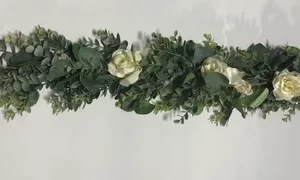 Eucalyptus Silk Garland with Ivory Roses, 32 Inches